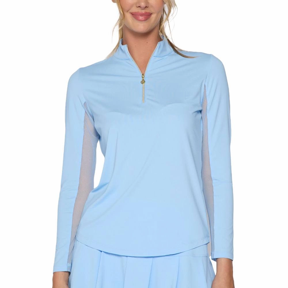 Cozy Texture G Lifestyle Quarter Zip Sun Protection Golf Pullover Light Blue - SS25 Women