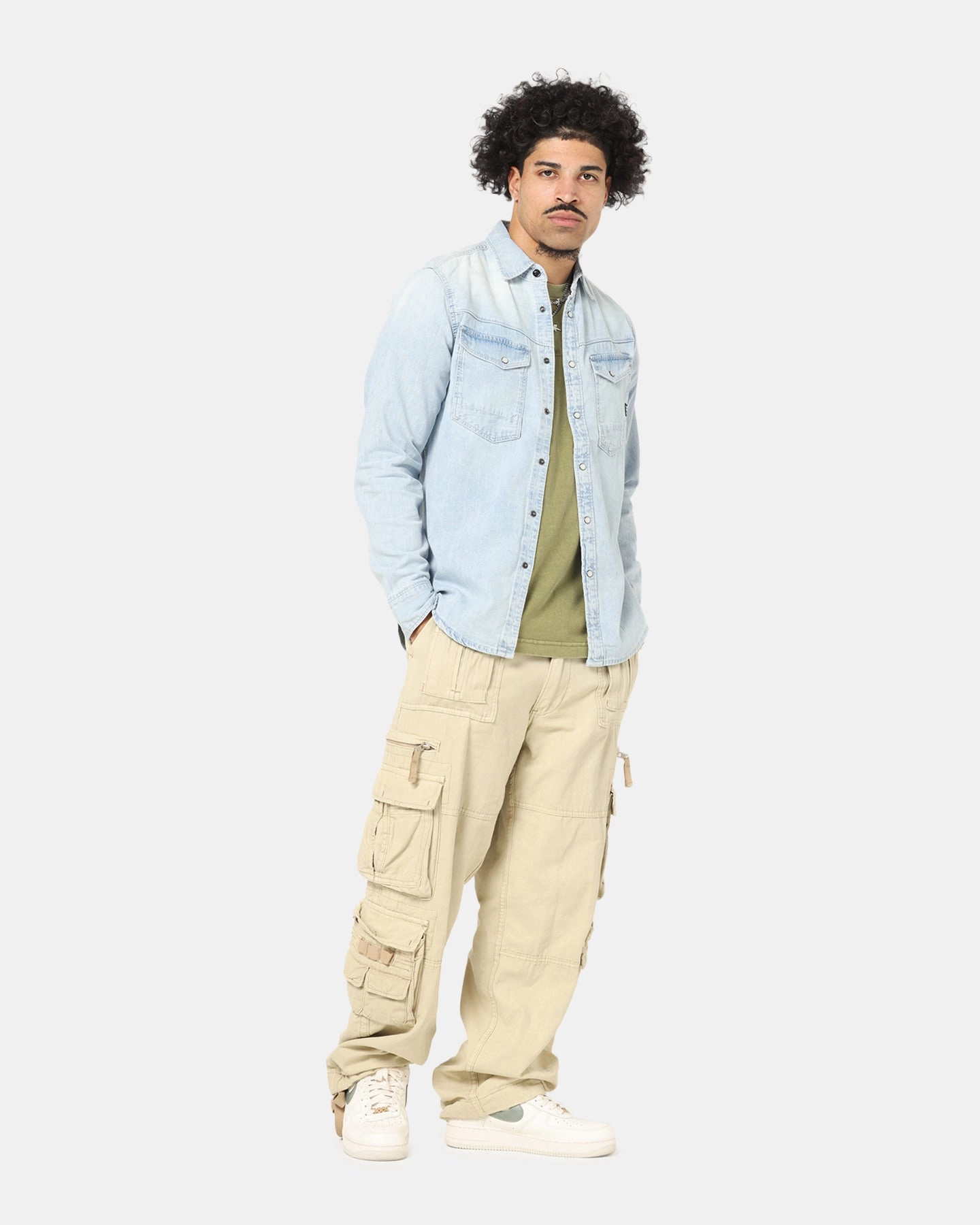 Wrinkle-Free Micro Perforated Texture G-Star Dakota Slim Long Sleeve Shirt Faded Blue