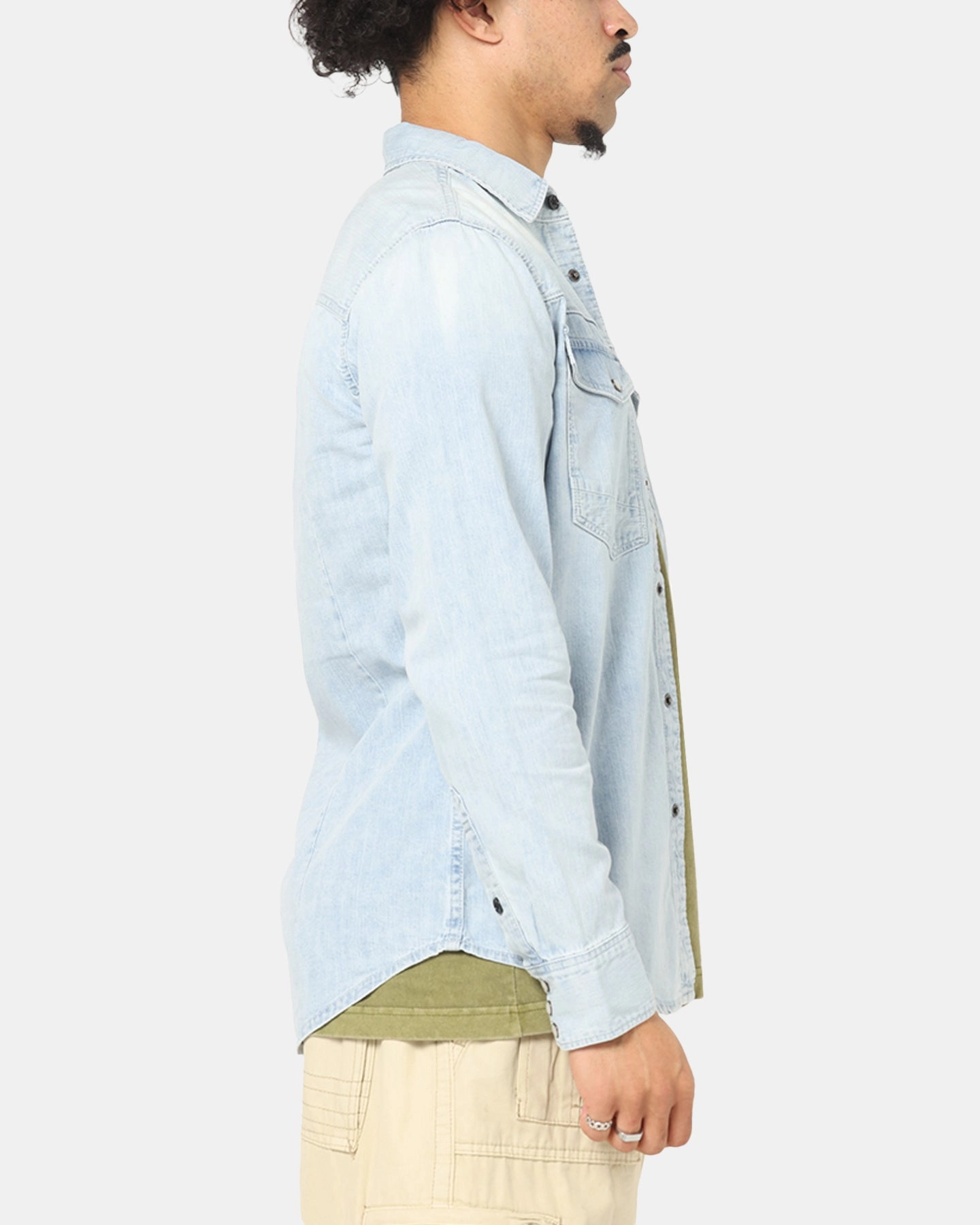 Ultra Soft Interior G-Star Dakota Slim Long Sleeve Shirt Faded Blue