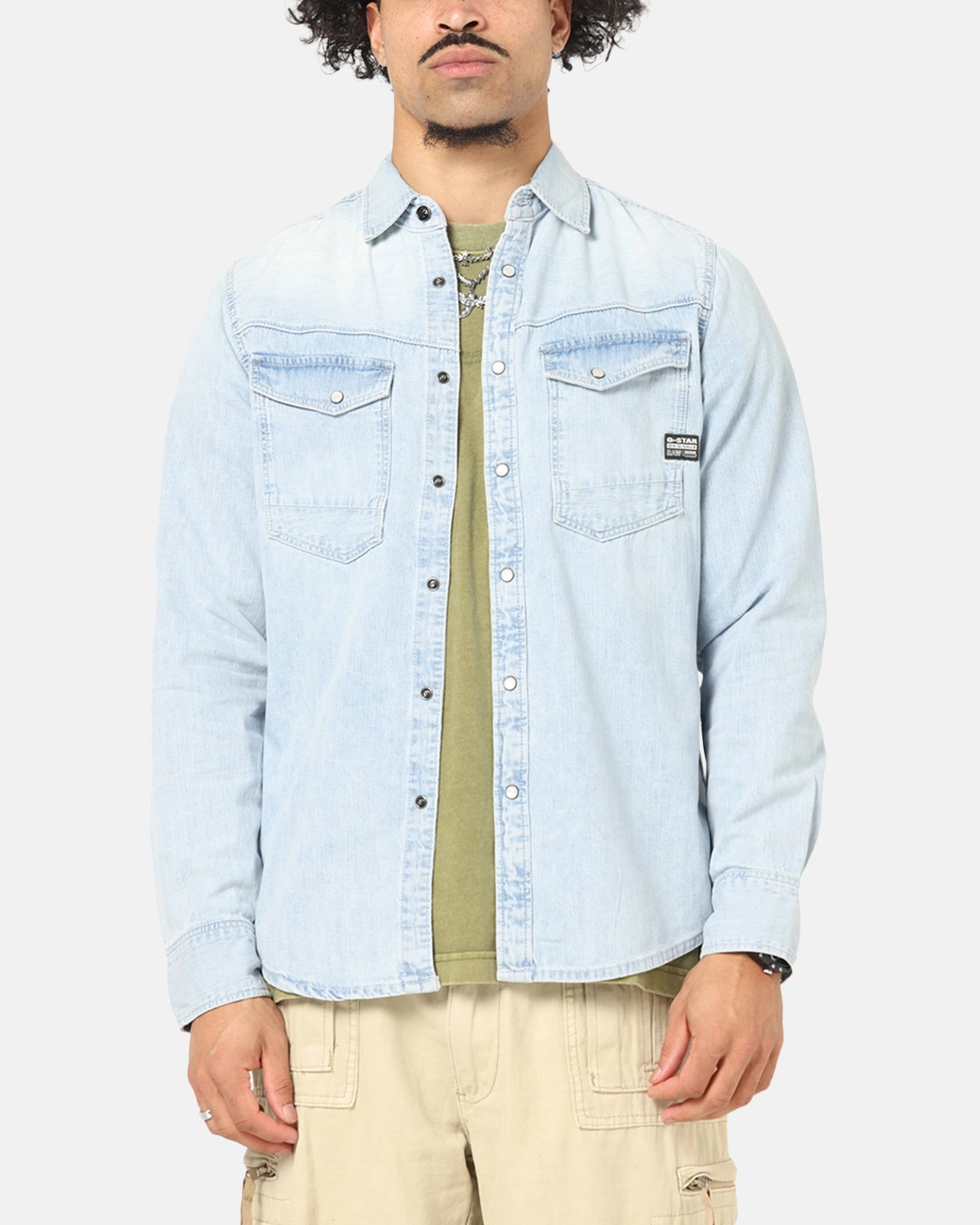G-Star Dakota Slim Long Sleeve Shirt Faded Blue Preppy Vibe