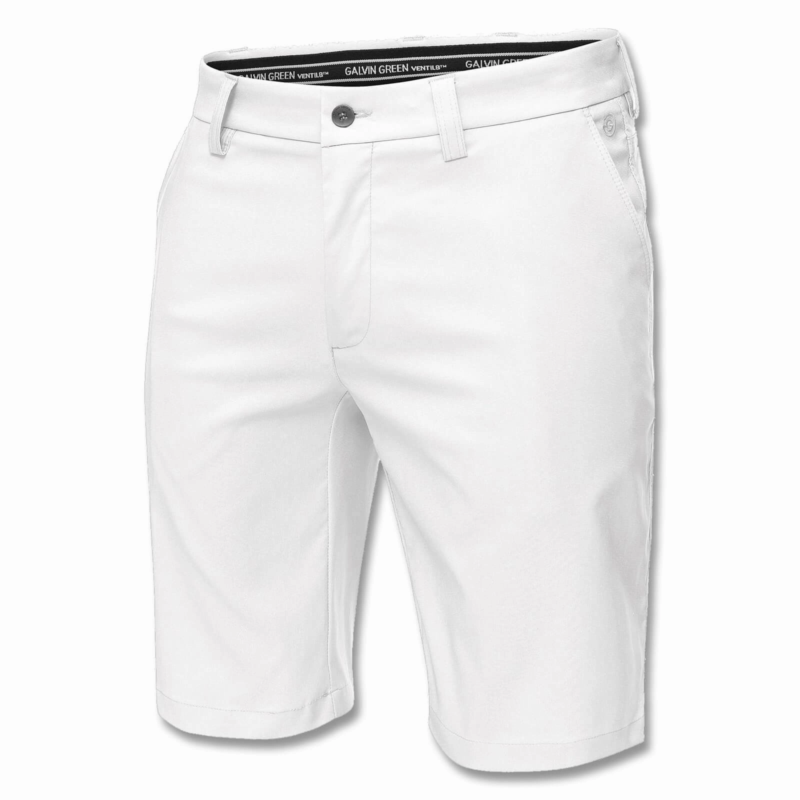 Ergonomic Curved Seams Water Resistant Galvin Green Paolo Ventil8 Golf Shorts White - SS22 Men