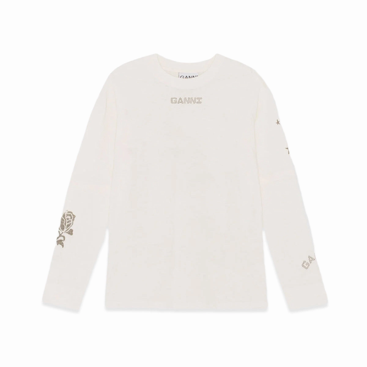 Ganni Light Jersey Layered Long Sleeve T-Shirt 'Vanilla Ice' Lightweight Filling Compression Packability Smart Design