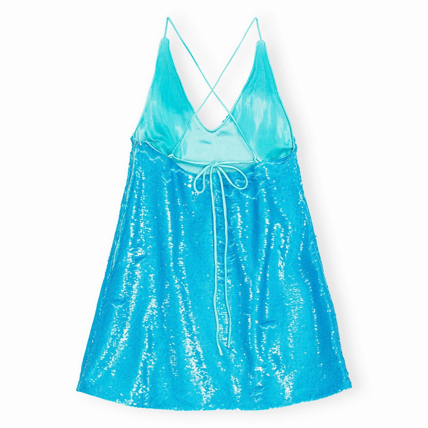 Ganni Sequins Strap Mini Dress 'Blue' Flexible Gusset
