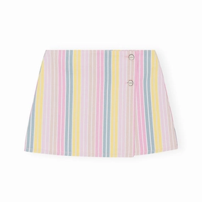 Ganni Stripe Denim Mini Skirt 'Multi' Classic Fit