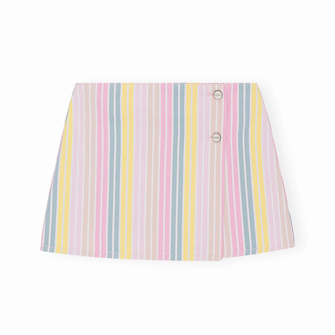 Ganni Stripe Denim Mini Skirt 'Multi' Reinforced Stress Points