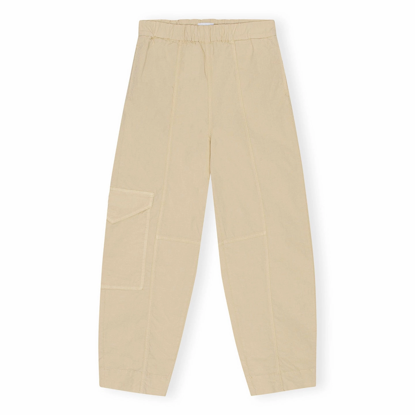 DurableReinforcedMaterial Ganni Washed Cotton Canvas Elasticated Curve Pants 'Pale Khaki'