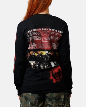 73 Studio X Gears Of War Gears Of Wear Long Sleeve T-Shirt Black Weekend Wear Tubular Knit Structure