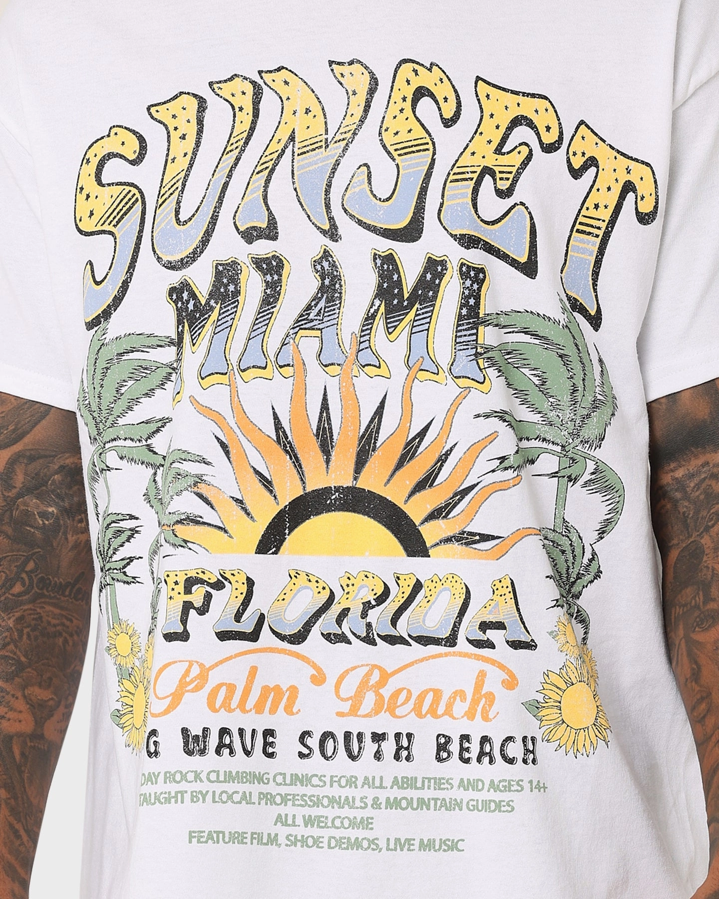 Sleek Fit American Thrift Sunset Miami Vintage T-Shirt White