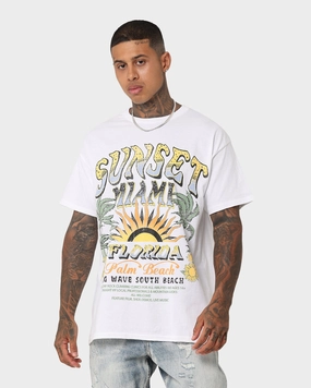 Spring Wear American Thrift Sunset Miami Vintage T-Shirt White