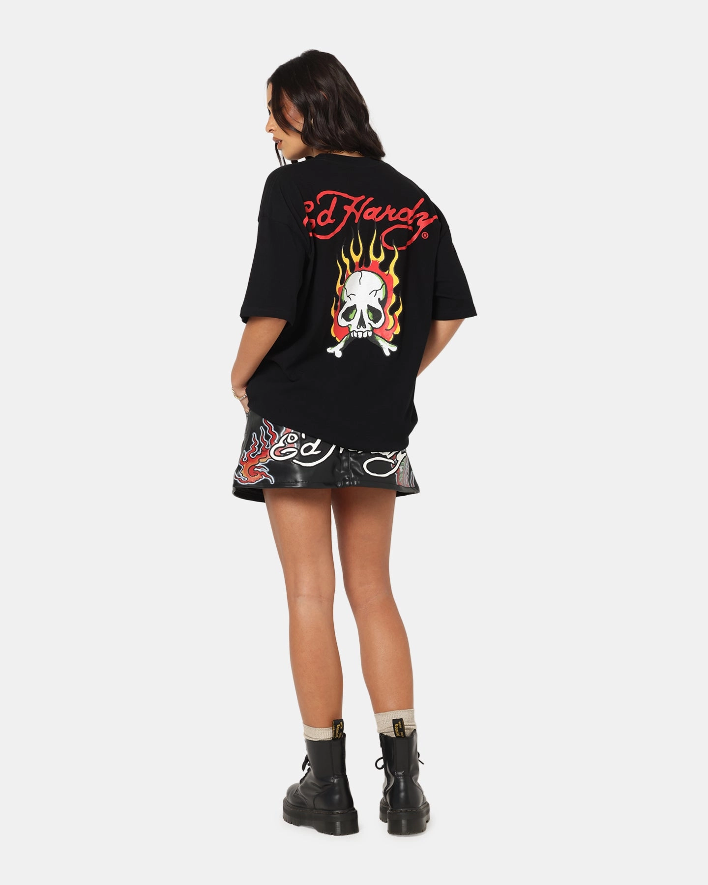 Pre Shrunk Fabric Ed Hardy Flaming Skull T-Shirt Black