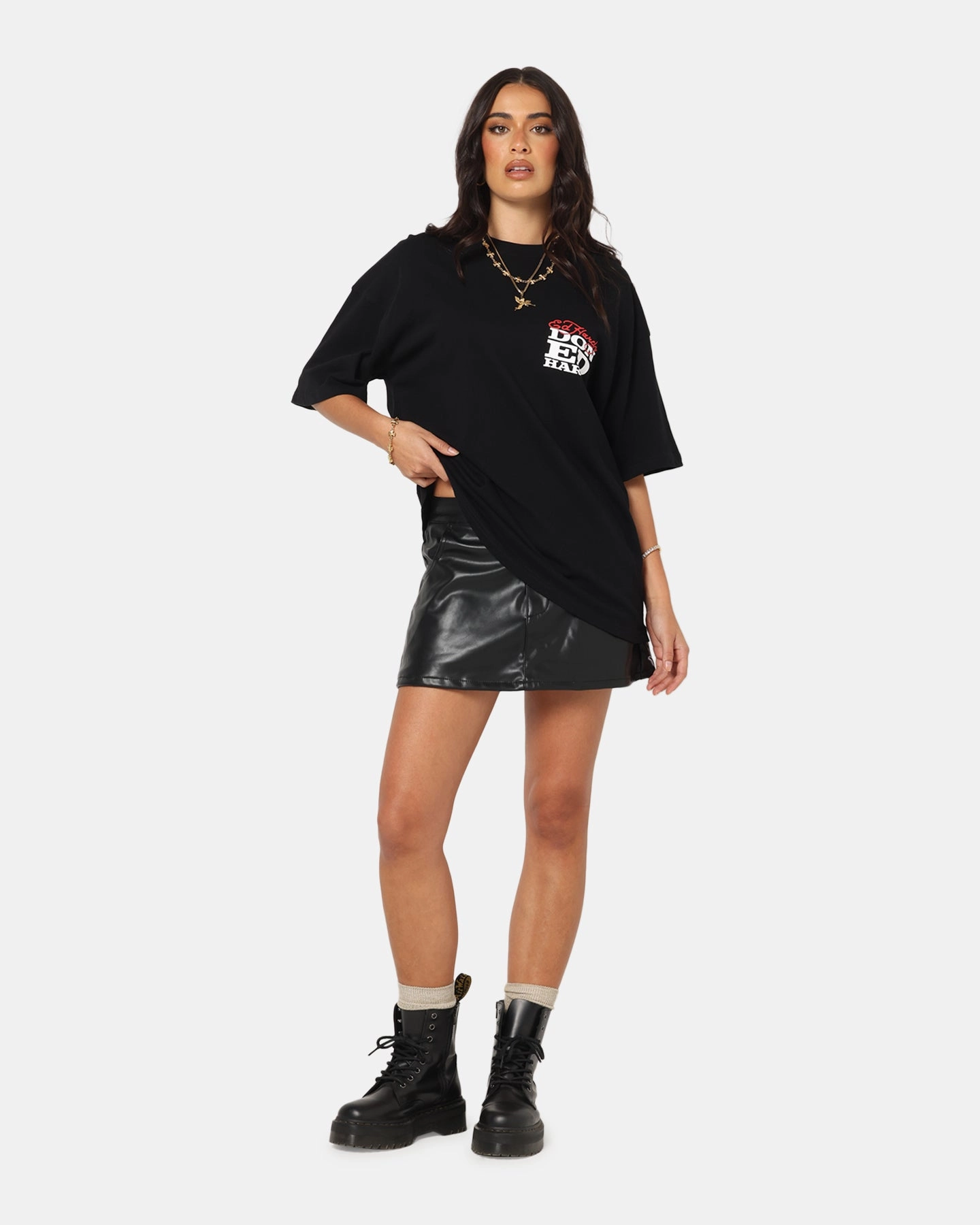 Ed Hardy Flaming Skull T-Shirt Black Non Restrictive Silhouette