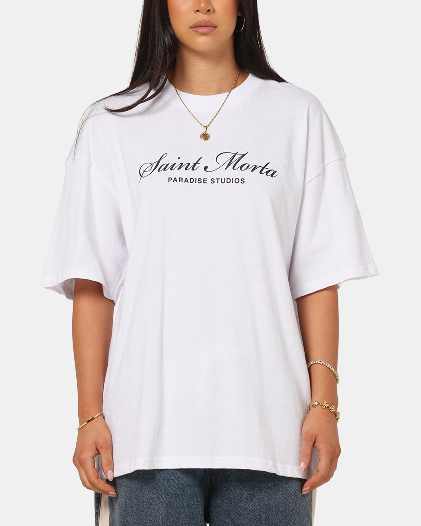 ThermoregulatingFabric Comfortable And Versatile Saint Morta Studios Logo T-Shirt White