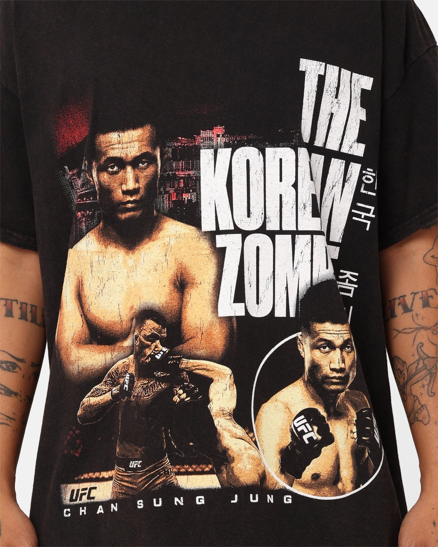 Basic Layering UFC By Goat Crew Chan Sung Jung The Korean Zombie Vintage T-Shirt Black Wash