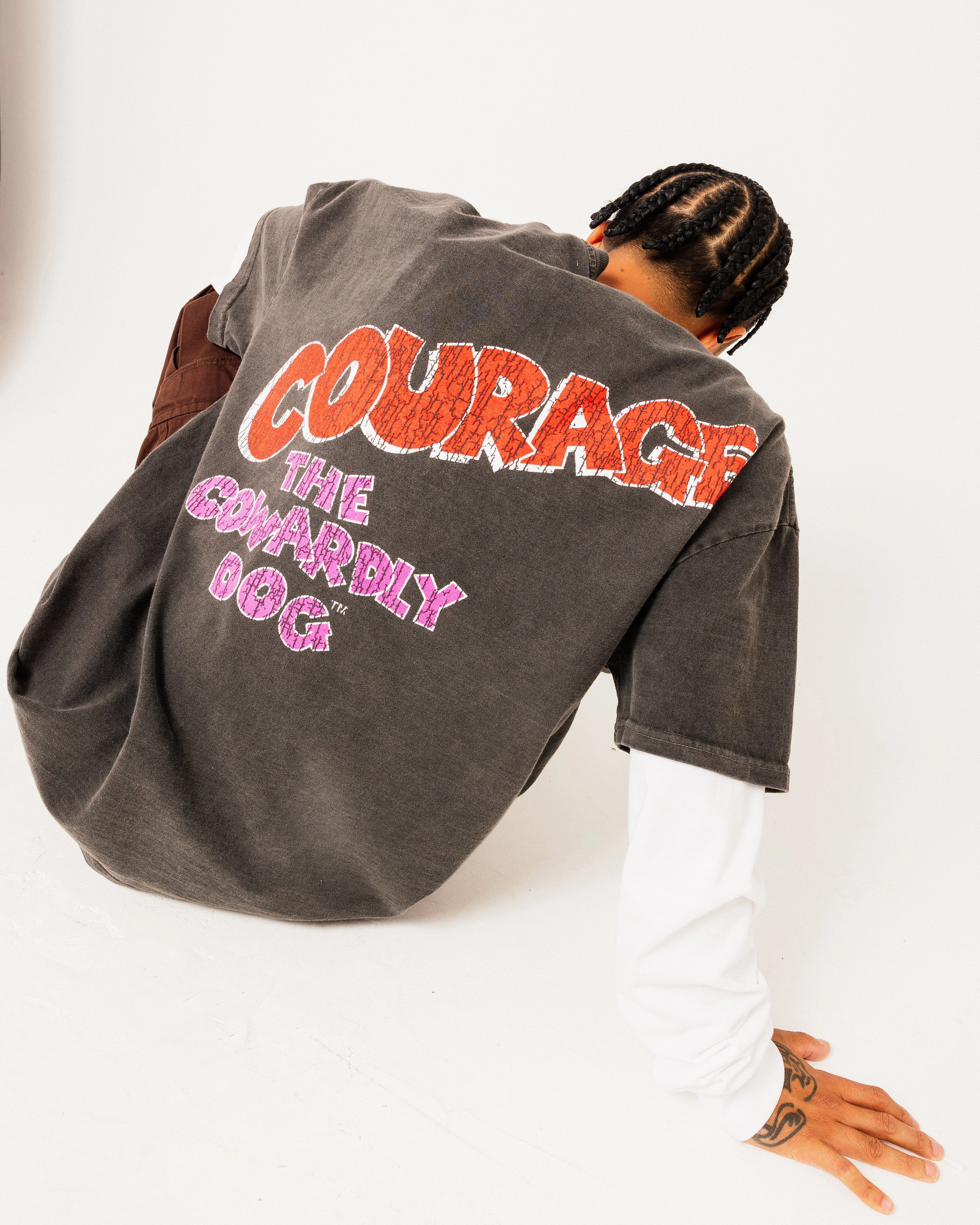 Bold Statement American Thrift X Cartoon Network Courage Heavyweight T-Shirt Black Wash