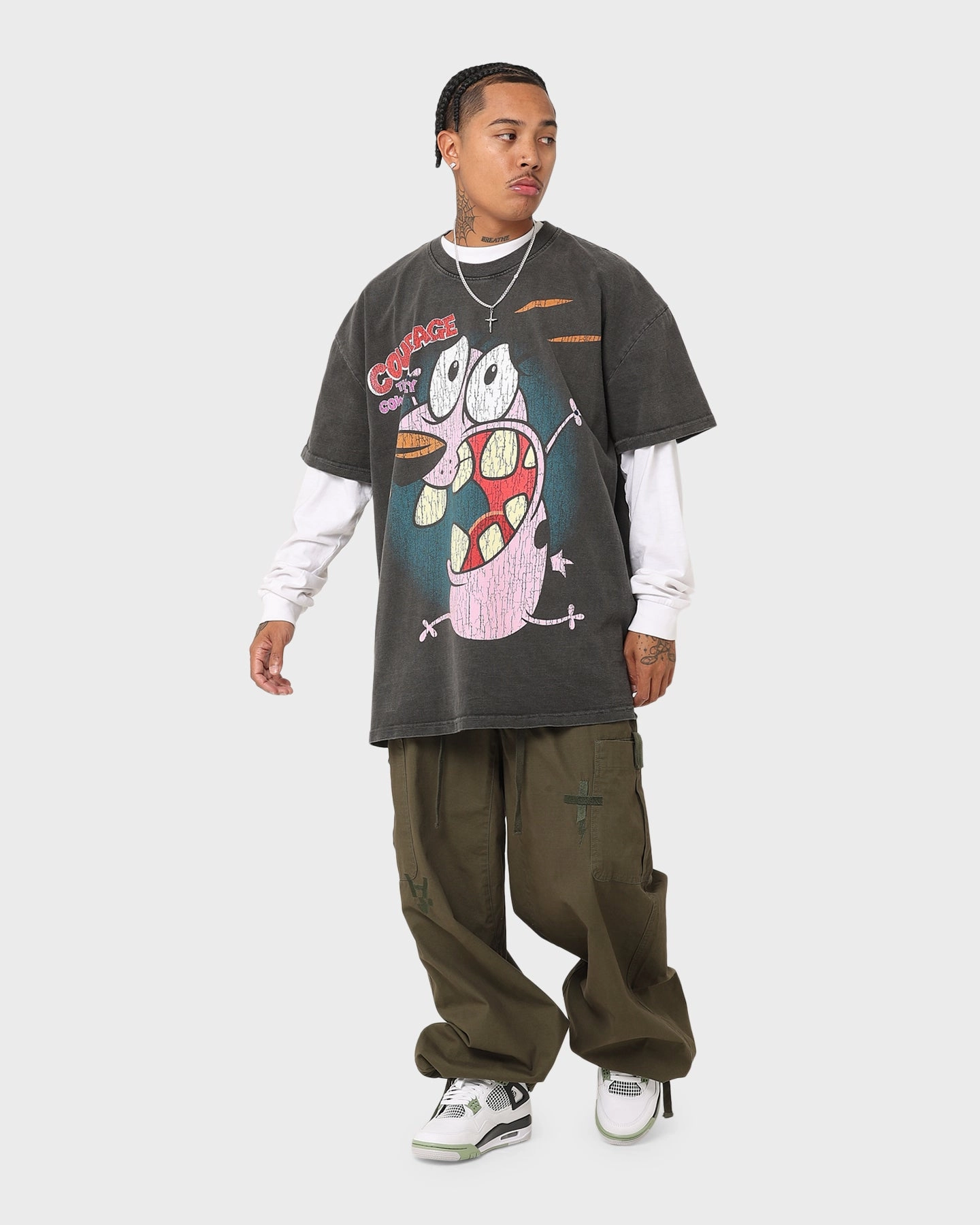 American Thrift X Cartoon Network Courage Heavyweight T-Shirt Black Wash sports activity City Look
