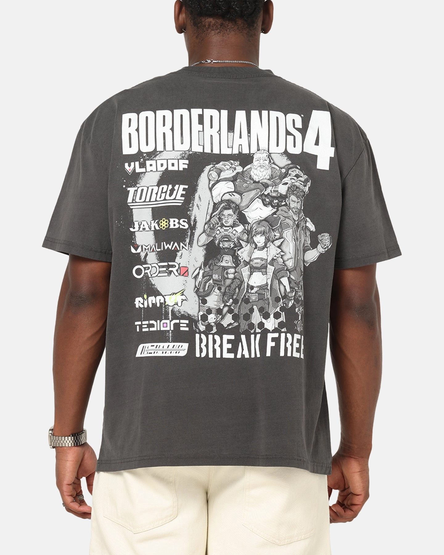 73 Studio X Borderlands 4 Break Free T-Shirt Black Wash Round neck simplicity Soft Wearable