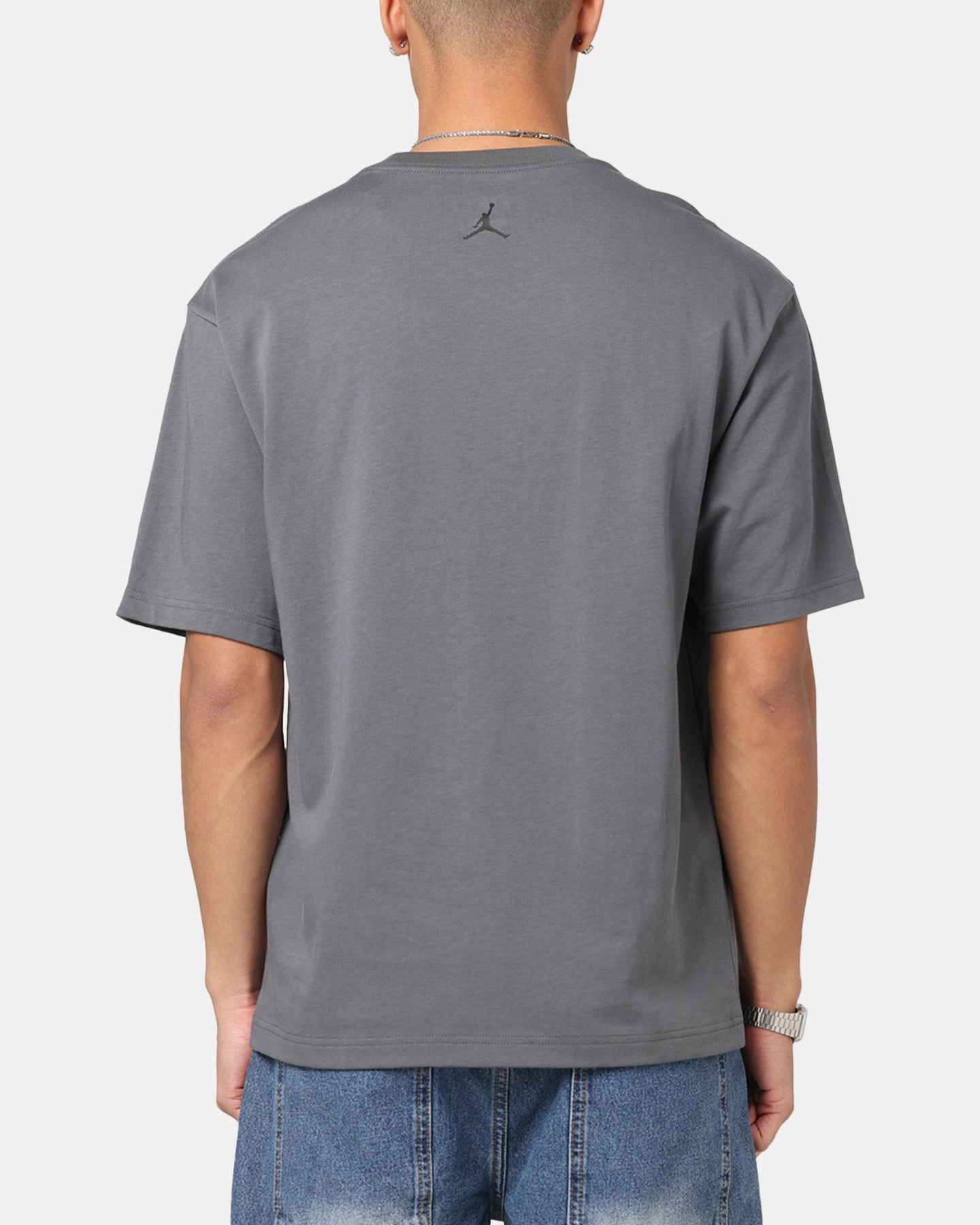 Timeless and Chic UV protected Jordan Brand Sneaker Patch Crewneck T-Shirt Black/Grey