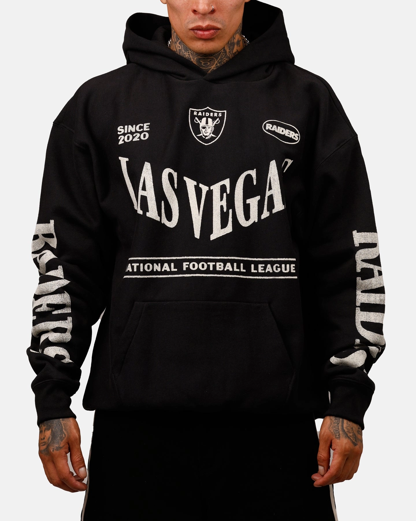 47 Las Vegas Raiders 'NFL Trophy Case' Premium Hoodie Black Tactile Response Fabric