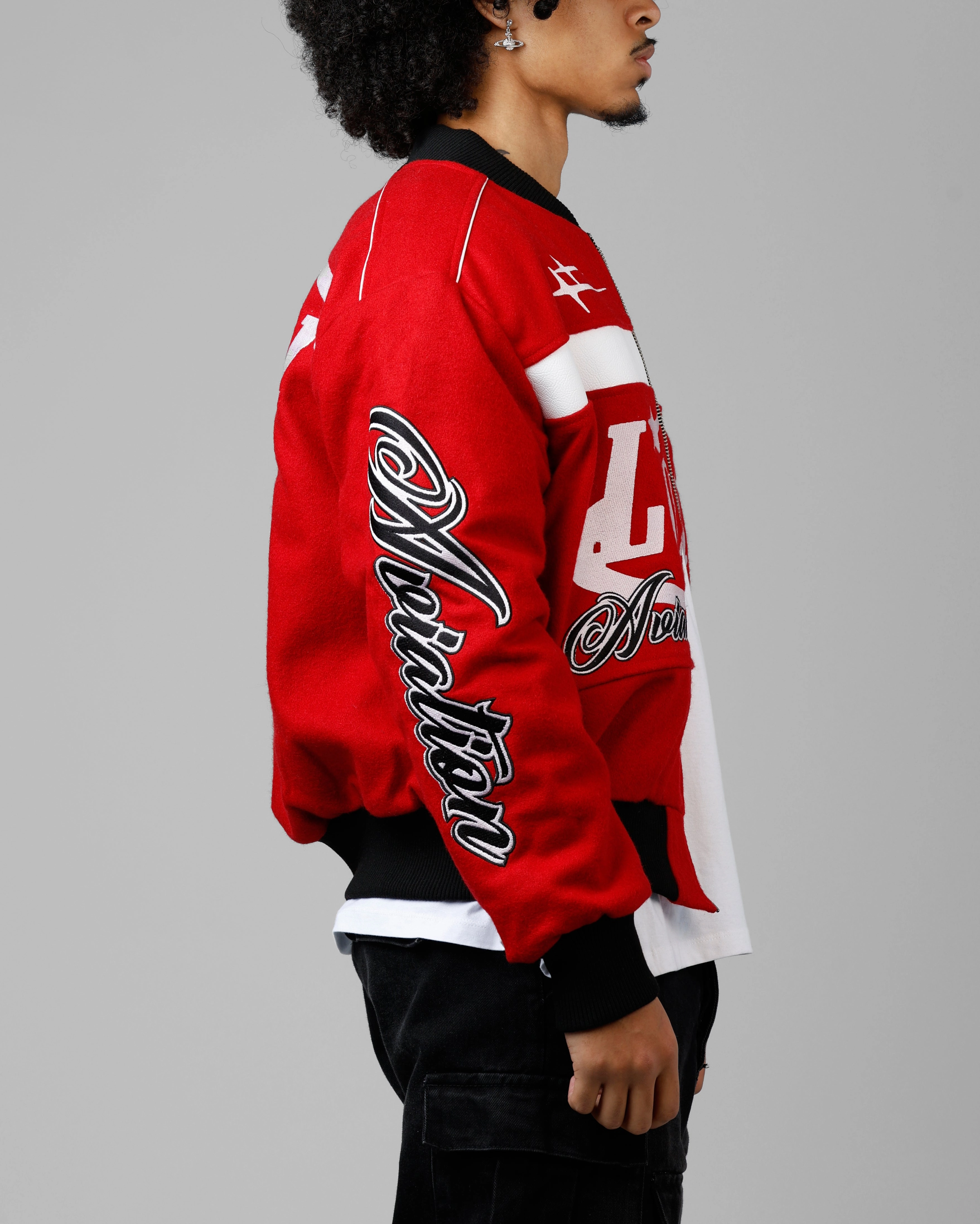Loiter Aviation Bomber Jacket Red/Black Sell
