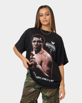 City Smart Look Soft Texture Goat Crew X Muhammad Ali Slogan T-Shirt Black Wash