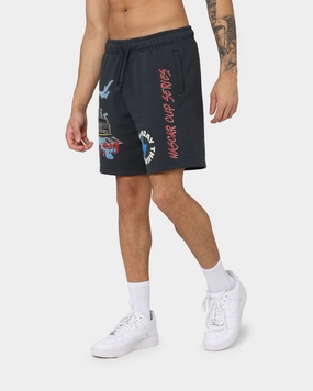 NASCAR Lightning Cup Series Fleece Shorts Washed Black Cozy Feeling Vintage Style