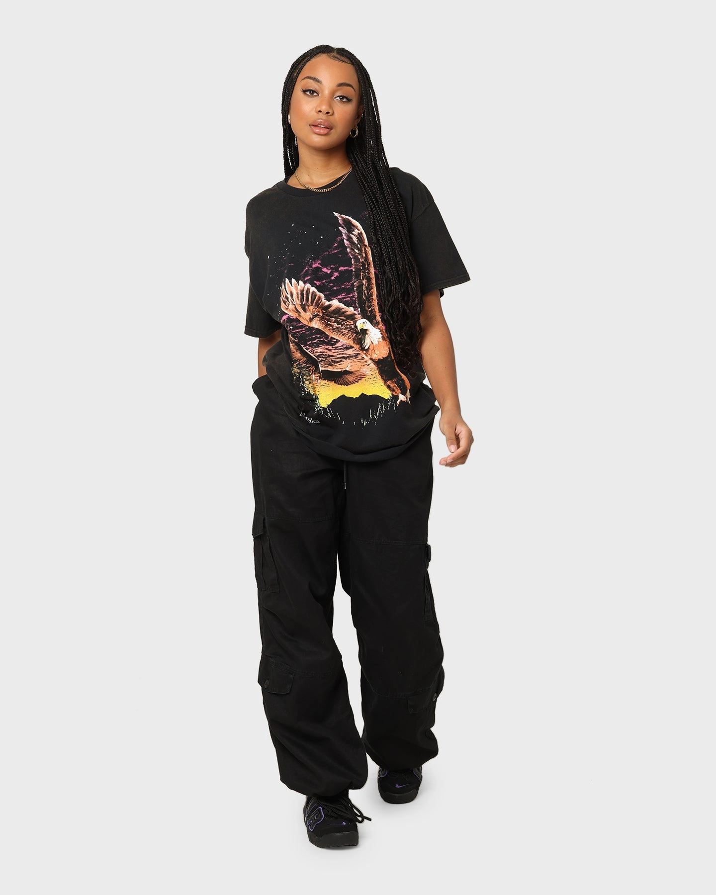 American Thrift Alaska Vintage T-Shirt Washed Black ZeroDistressFinish EasyCareFabric