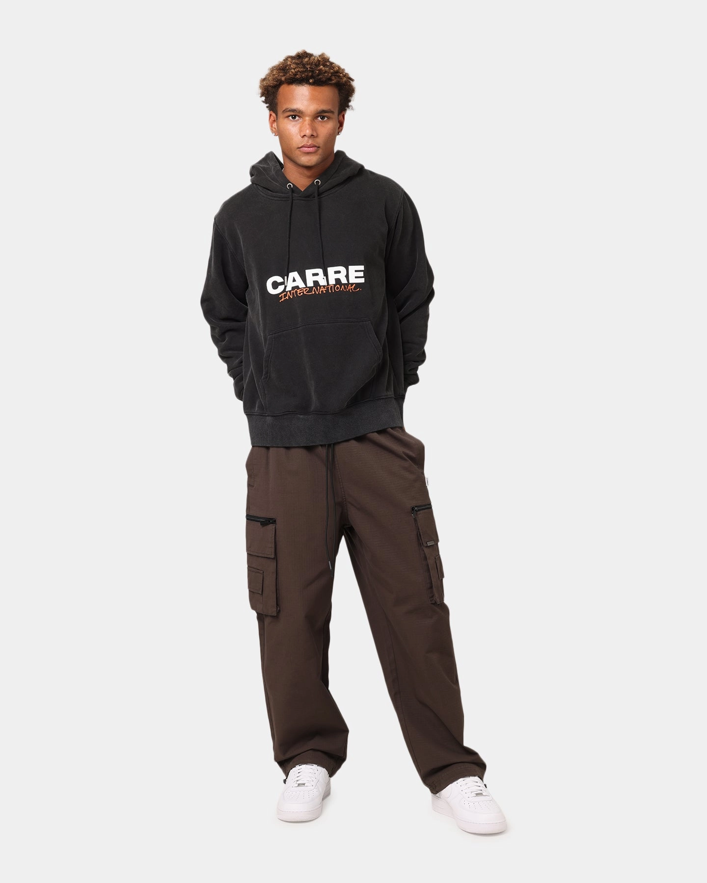 Anti-pilling Carre Handdrawn Hoodie Vintage Black/White