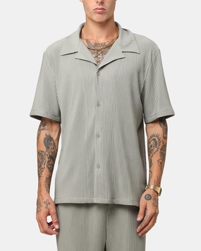 XXIII Pleated Button Up Shirt Olive Non-irritating Unisex Option