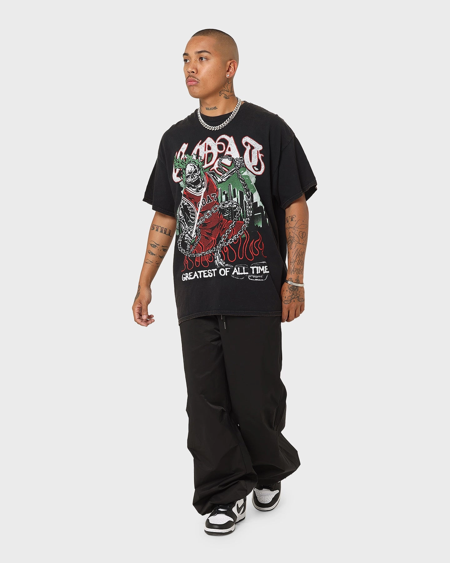 Active Lifestyle Goat Crew Goat Skull Vintage T-Shirt Black Wash