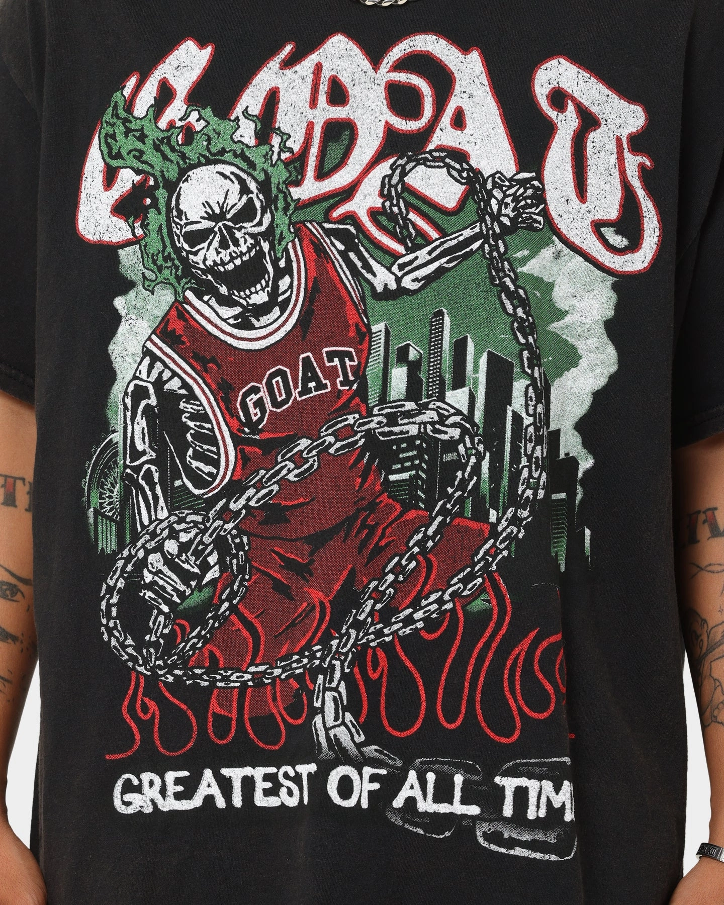 informal gathering Sports Apparel Goat Crew Goat Skull Vintage T-Shirt Black Wash