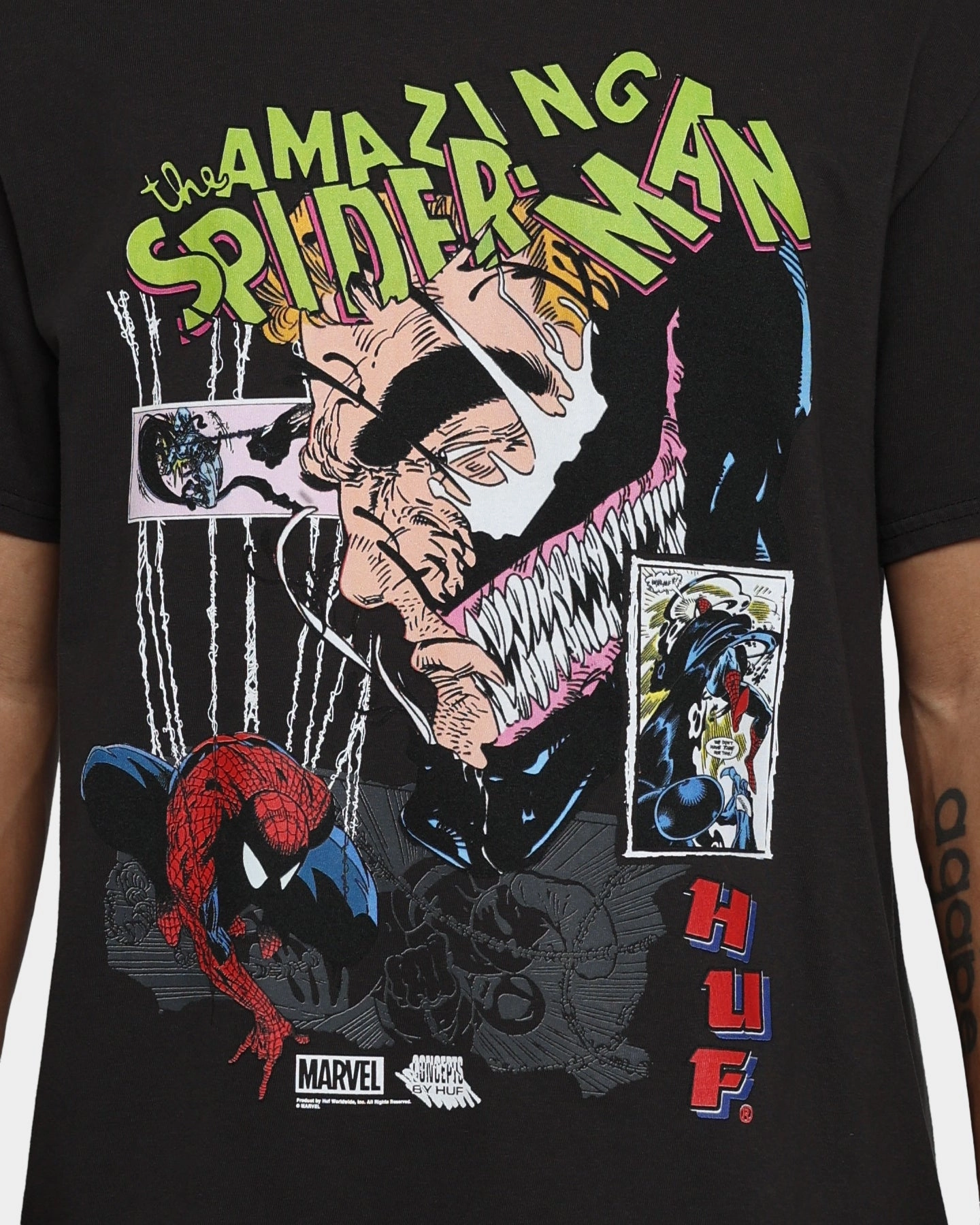 UV Protection HUF X Marvel Brock Vintage T-Shirt Washed Black