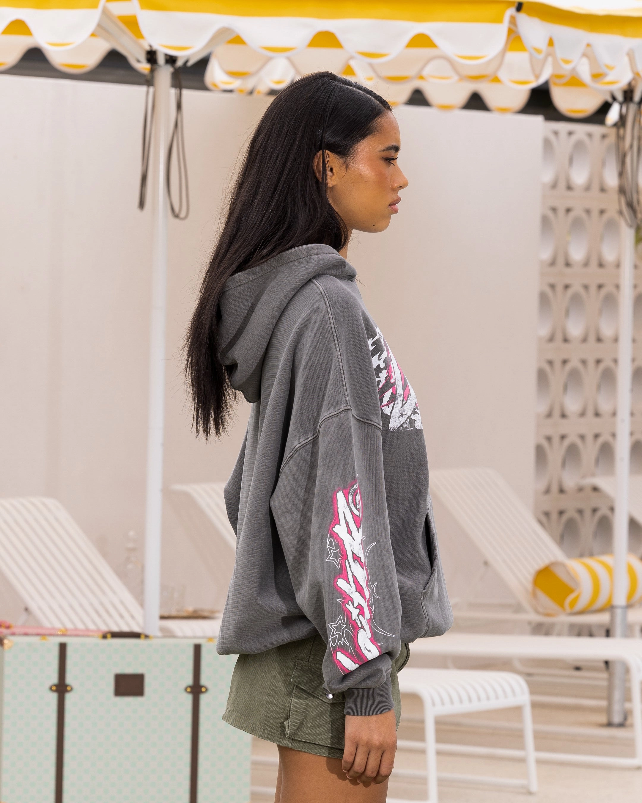 Loiter Wave Break Vintage Hoodie Charcoal Sporty