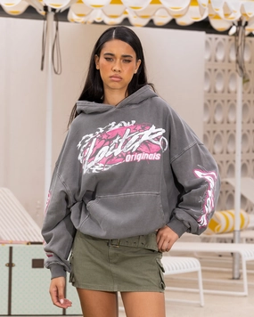 Versatile Outerwear Loiter Wave Break Vintage Hoodie Charcoal