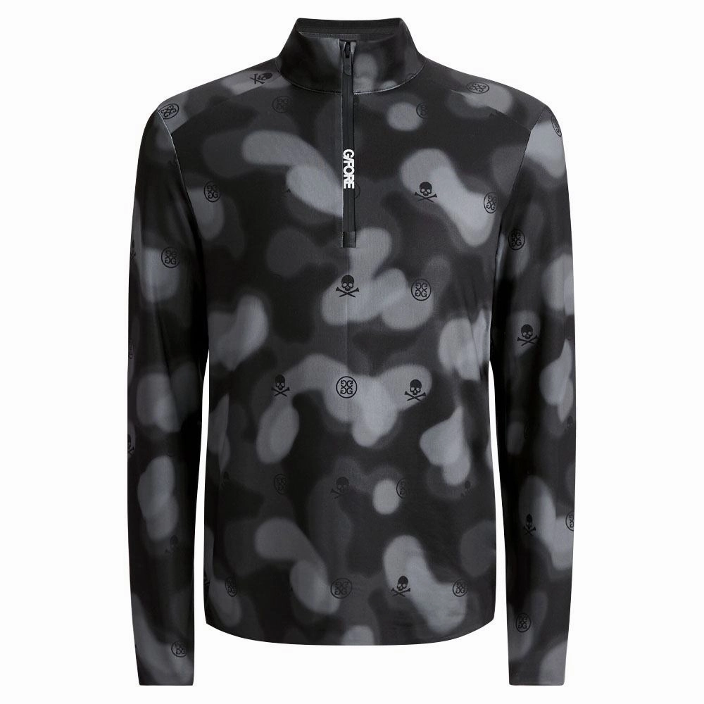 Multi Pocket System Durable Water Repellent Finish Gfore Brushed Back Tech Quarter Zip Golf Pullover Onyx Blur Camo - FA24 Men