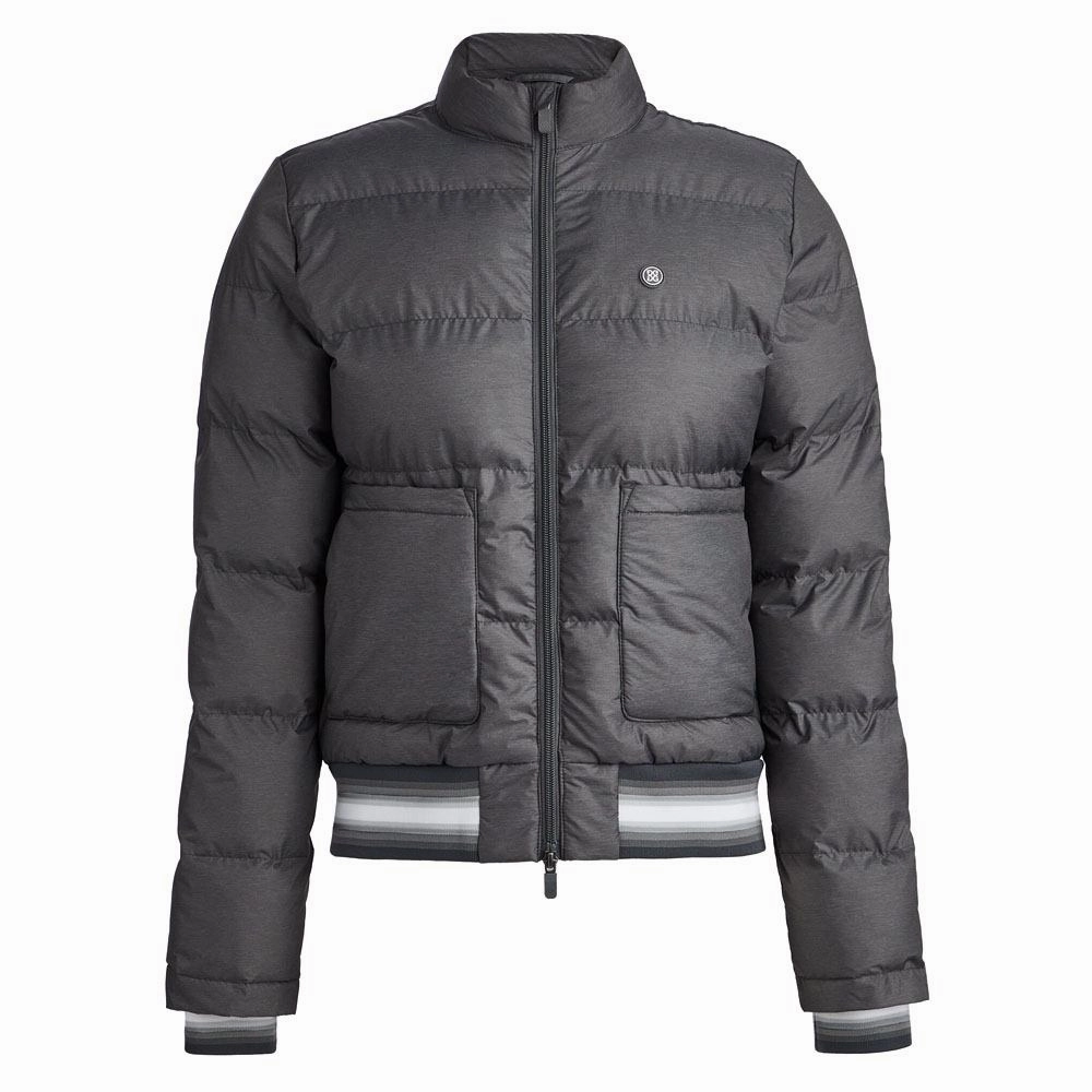 Gfore Coated Nylon Melange Puffer Golf Jacket Charcoal Heather Gray - FA23 Women Non Irritating Collar