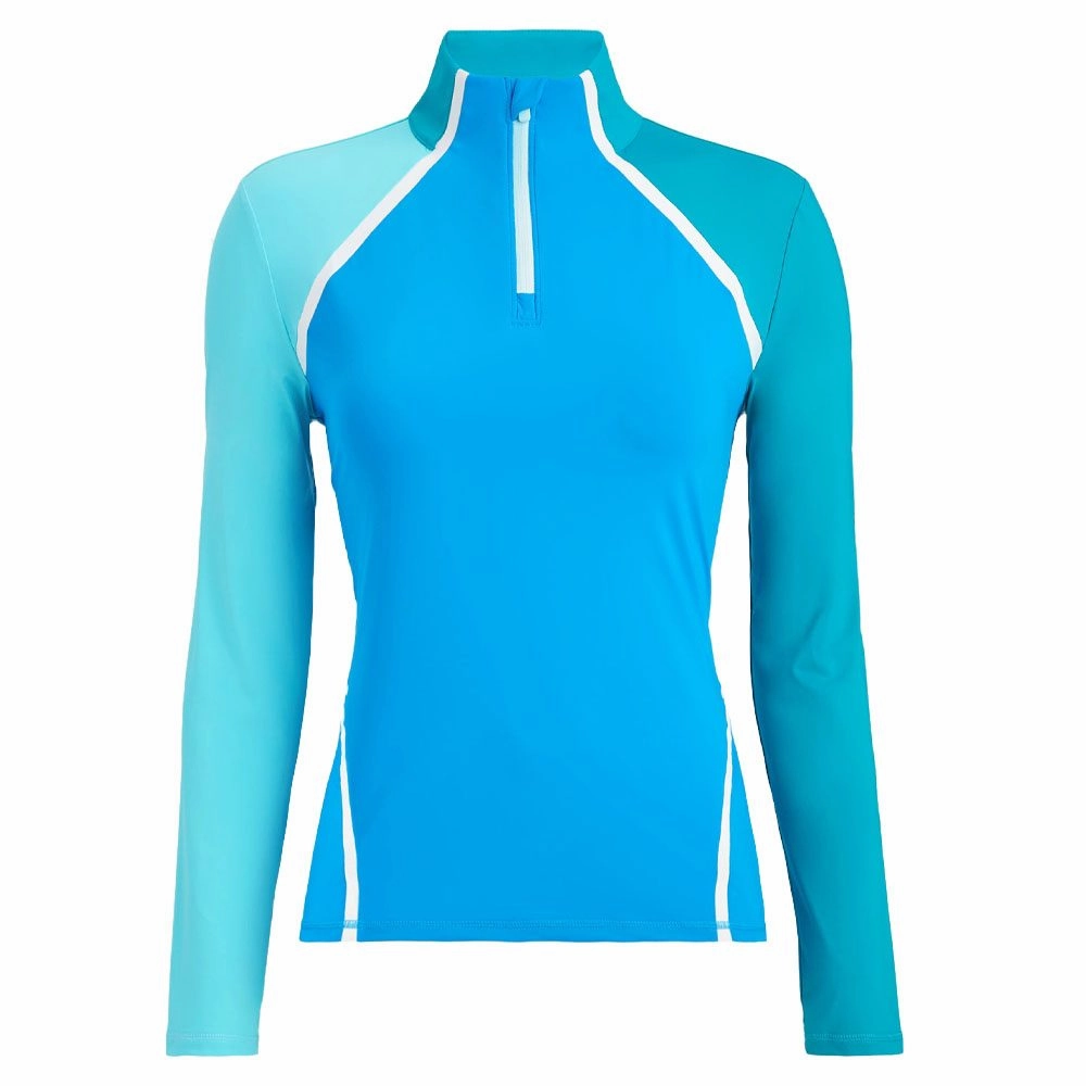 Quick Dry Fabric Technology Gfore Colour Block Silky Tech Quarter Zip Golf Pullover Catalina - SP24 Women