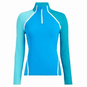 Hooded Attachment Cold Ready Look Gfore Colour Block Silky Tech Quarter Zip Golf Pullover Catalina - SP24 Women