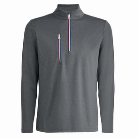 Anti Slip Interior DoubleLayered Collar Gfore Daytona Tech Interlock Golf Pullover Charcoal Heather Gray - 23 Men