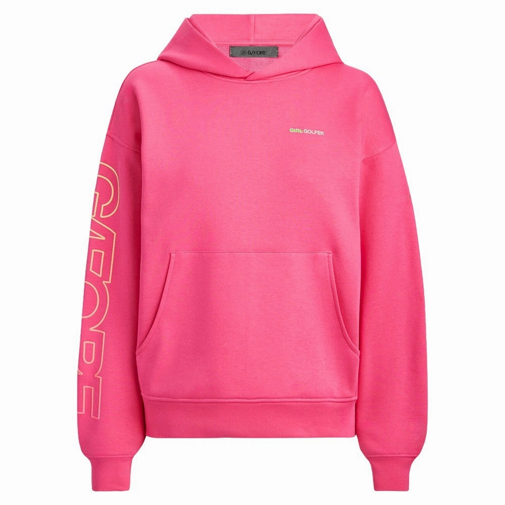 Gfore Golfer French Terry Oversized Hoodie Golf Jacket Knockout Pink - FA24 Women Detachable Hood