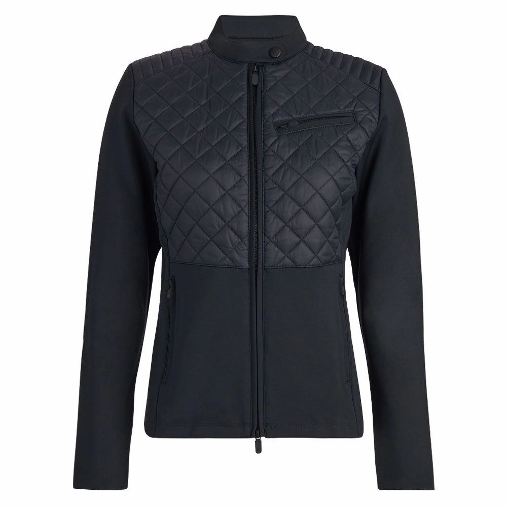 Gfore Hybrid Moto Stretch Tech Interlock Golf Jacket Onyx - SP24 Women Morning Commute Gear Soft Interior Coating