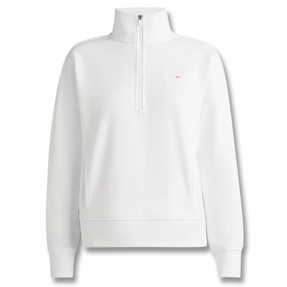 Gfore I Hate French Terry Quarter Zip Golf Pullover Snow - SP24 Women Kangaroo Pocket Cuffs Adjust