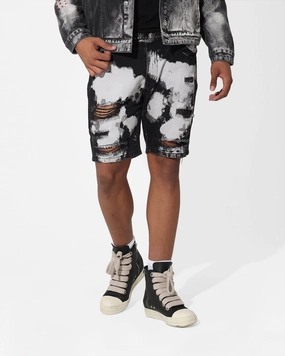 Sporty Look Saint Morta Splat Destroyer Denim Shorts Black/Grey