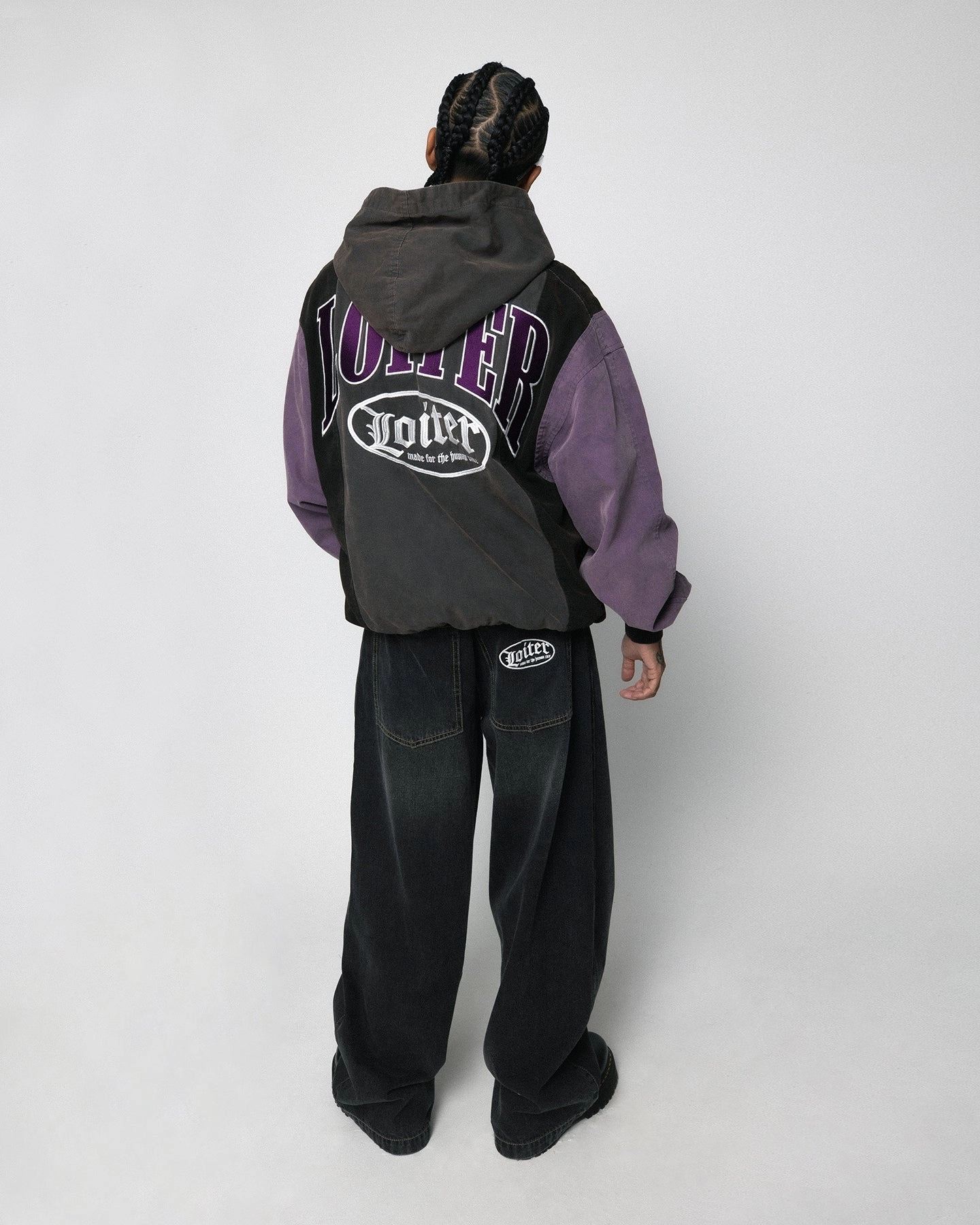 Loiter Splinter Hoodie Charcoal/Purple hunting