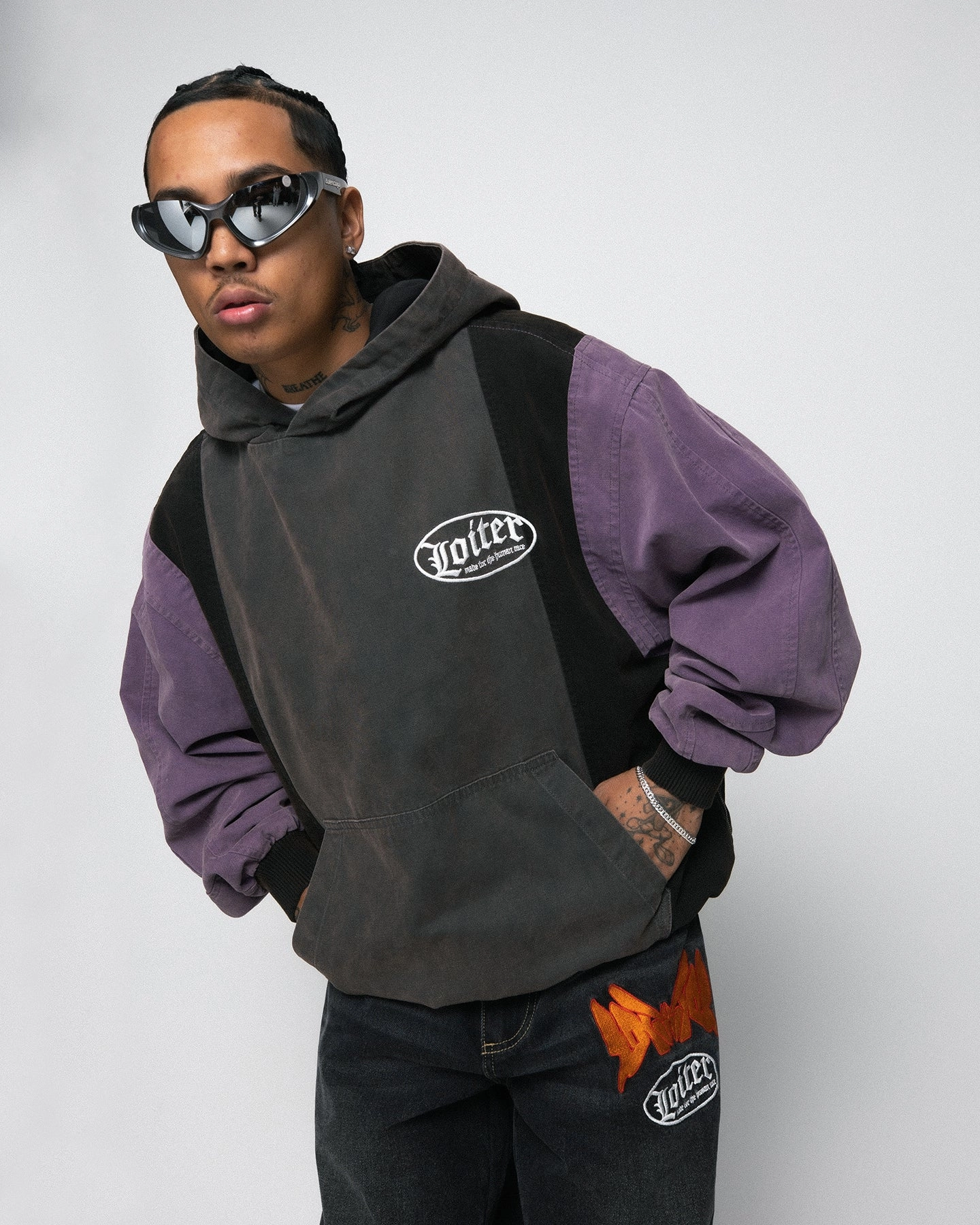 Loiter Splinter Hoodie Charcoal/Purple Trail Friendly Layer Smart