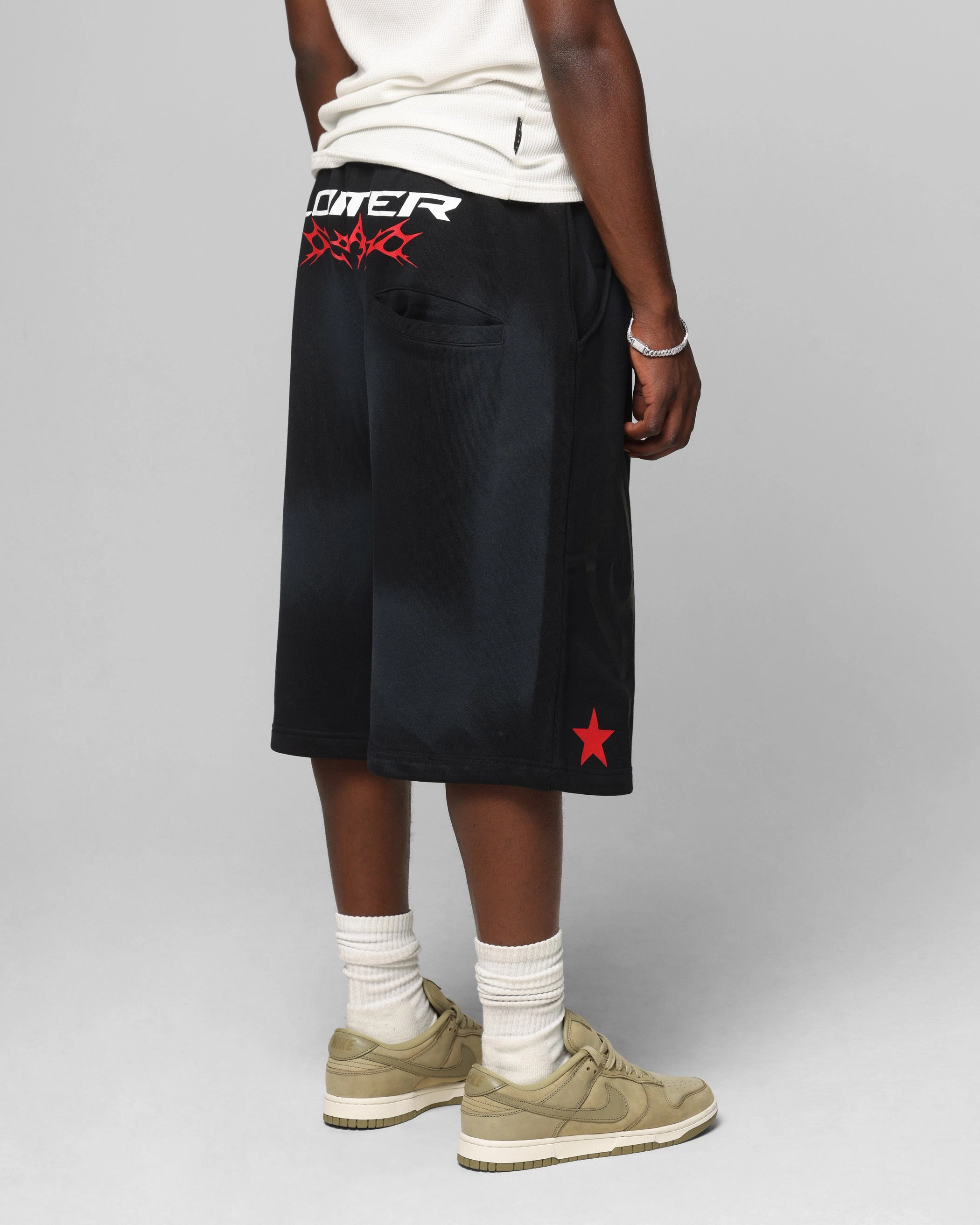 Mesh Fabric Loiter Trackstar Sweat Shorts Washed Black