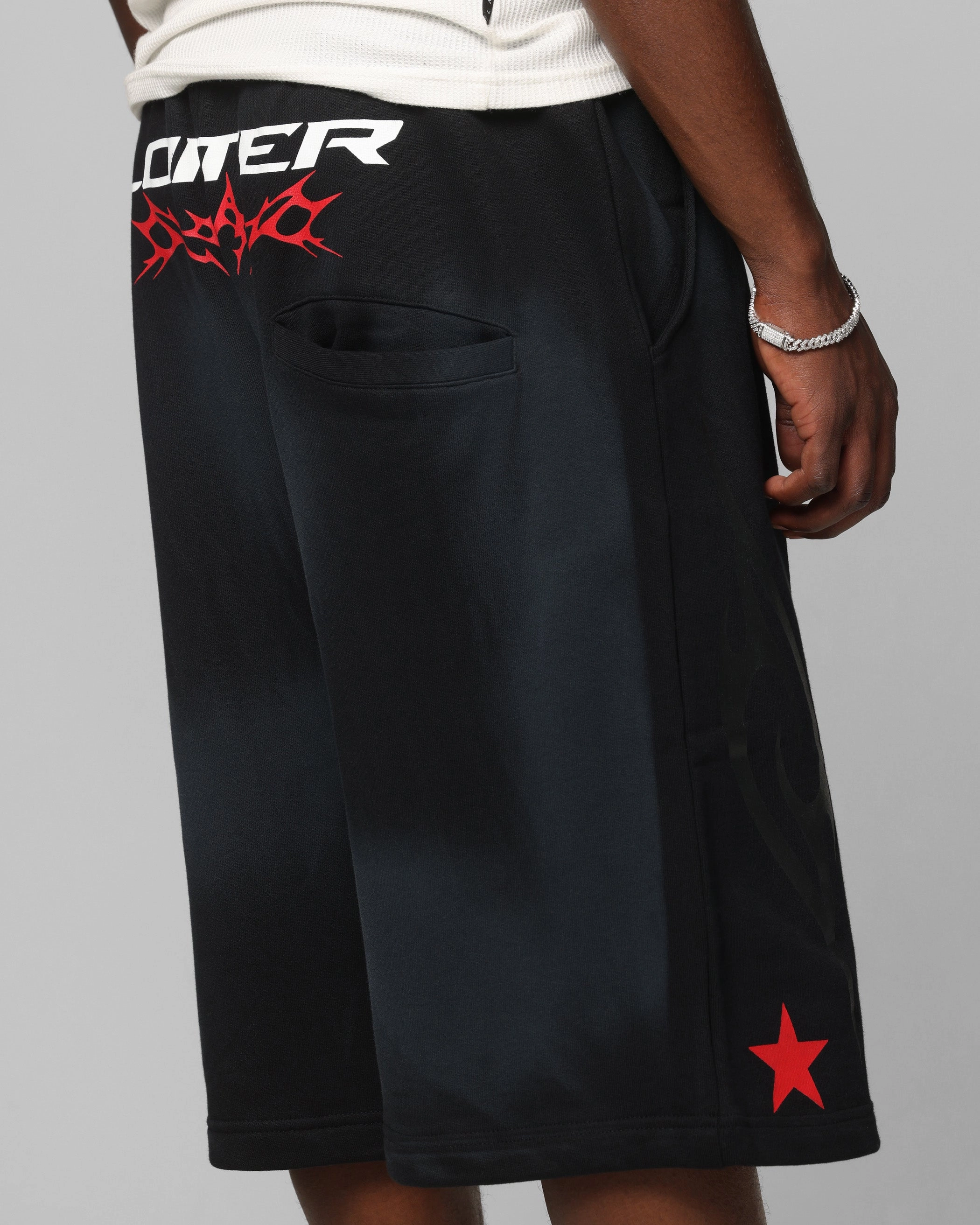 Loiter Trackstar Sweat Shorts Washed Black Light Wear Chafe Free Edging