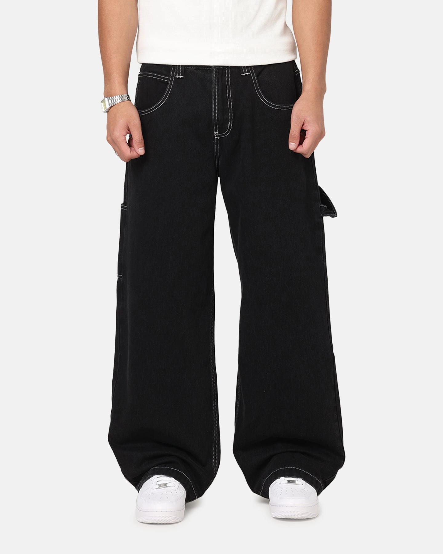 Saint Morta Amplus Fray Carpenter Jeans Contrast Black Friction Free Inner Lining