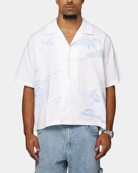Carre Crane Button Up Shirt White/Light Blue Monochrome Palette