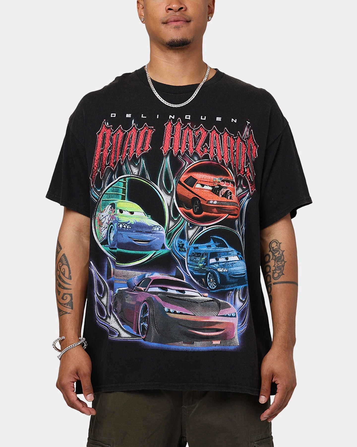 Goat Crew - Pixar Cars Delinquent Road Hazards Vintage T-Shirt Black Wash Beach Outfit
