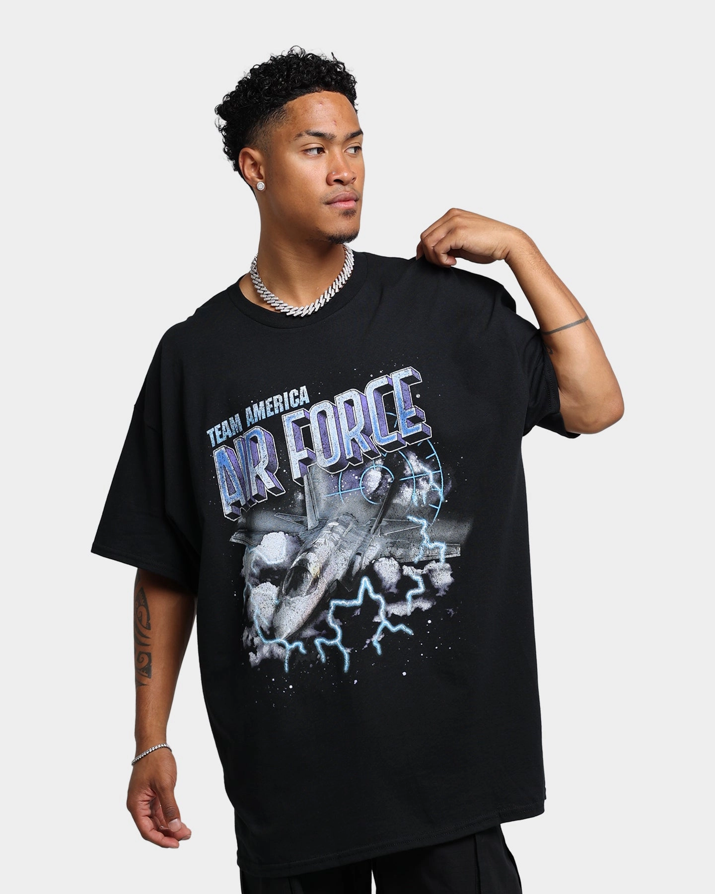 Reinforced Hems Goat Crew Air Force Vintage T-Shirt Black